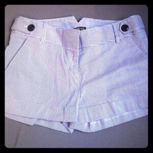 Express Seersucker Blue & White Mini Shorts | Size 4